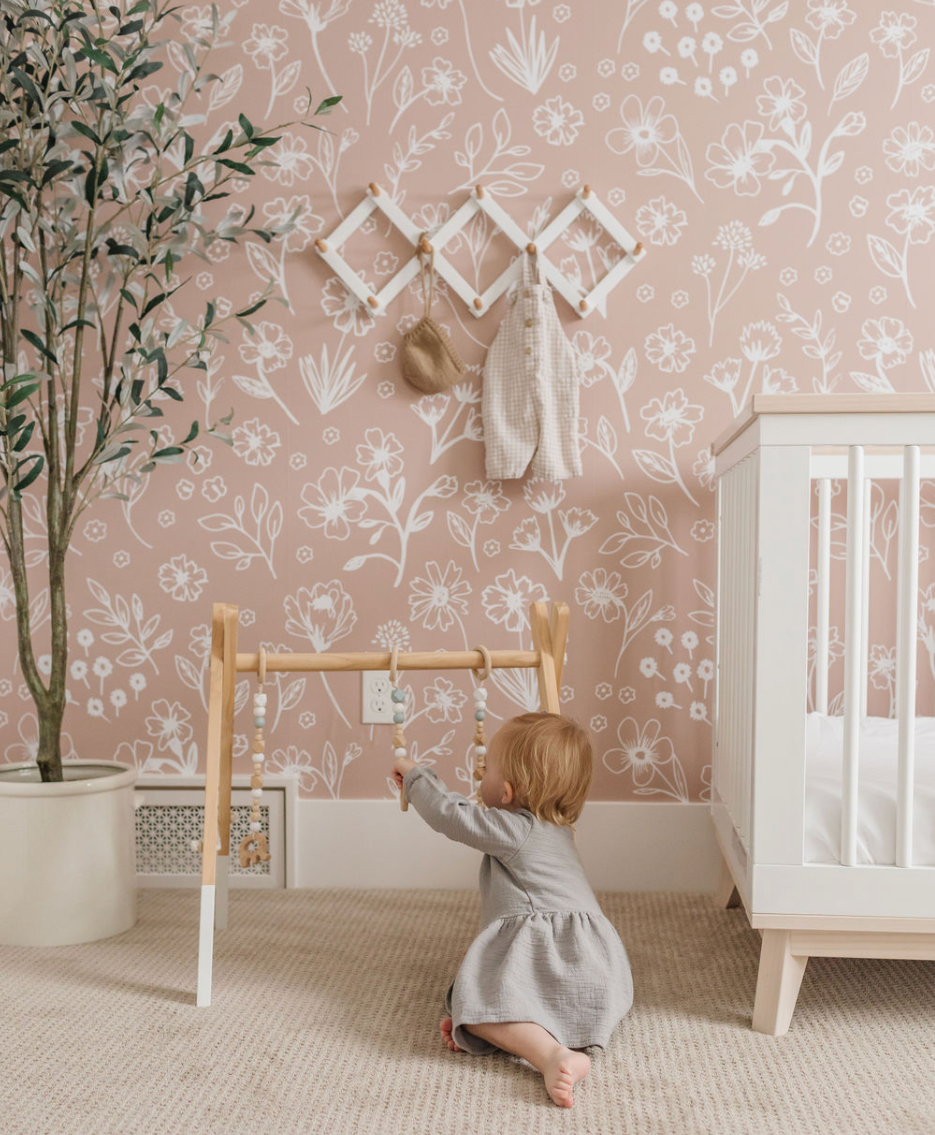 Sophia Floral Removable Wallpaper in Dusty-Rose and White