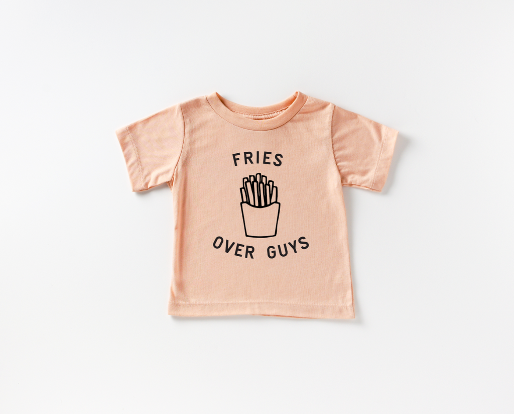 Fries Over Guys Cotton Graphic Tee - Playful Unisex Casual Top