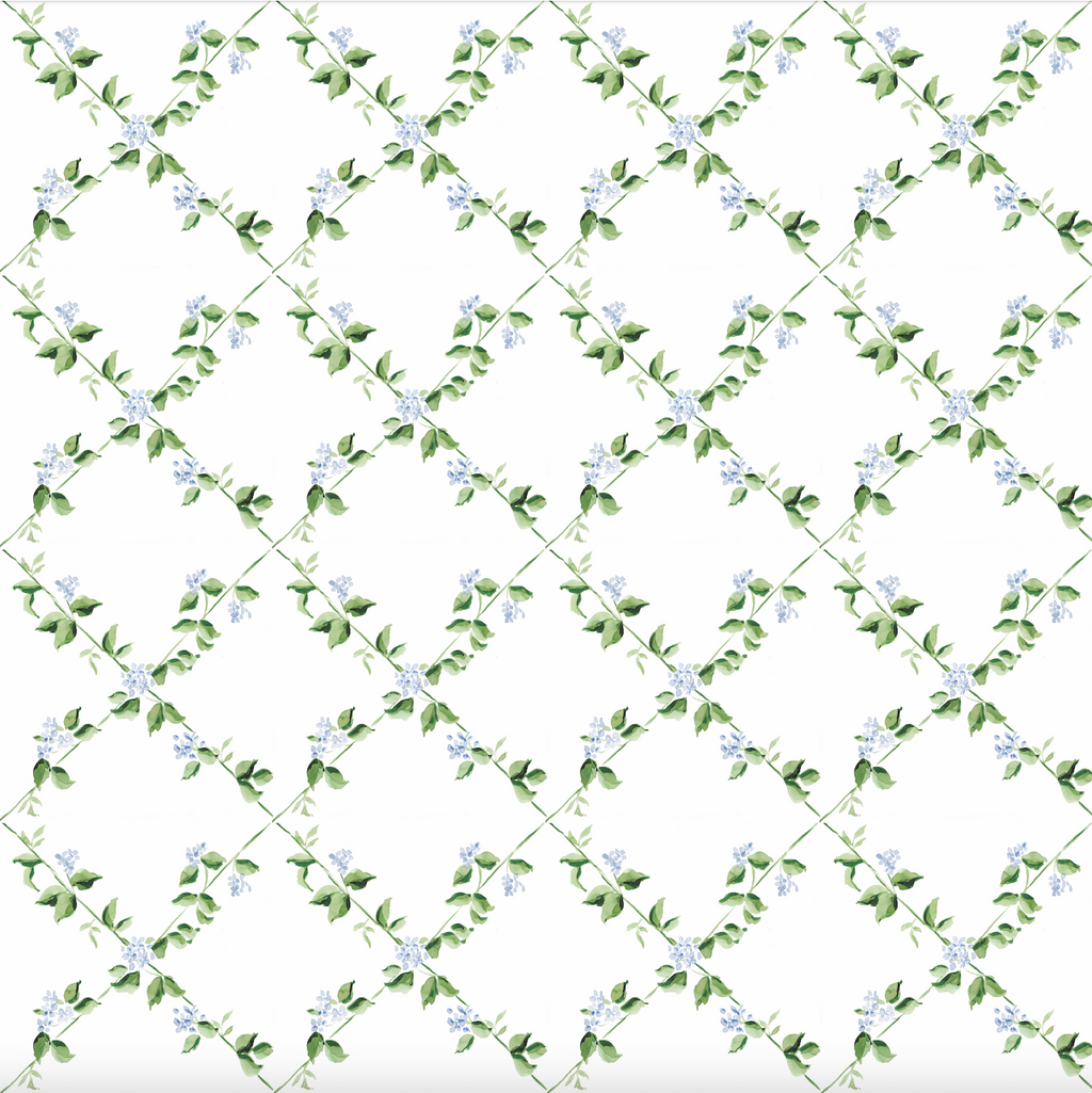 Edna Geometric Removable Wallpaper in White, Green and Light-Blue
