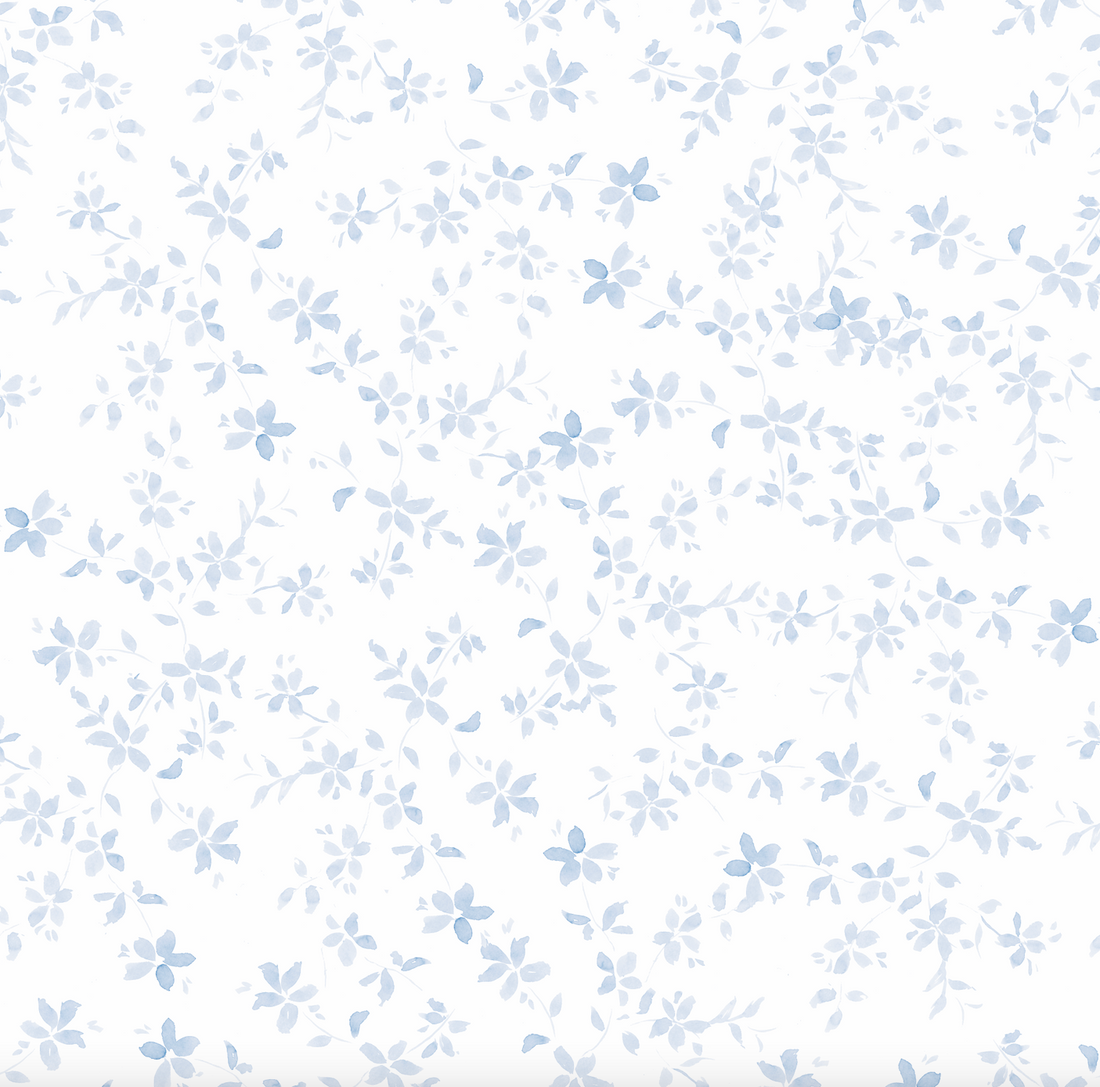 Ida Floral Removable Wallpaper in Blue, White and Pink