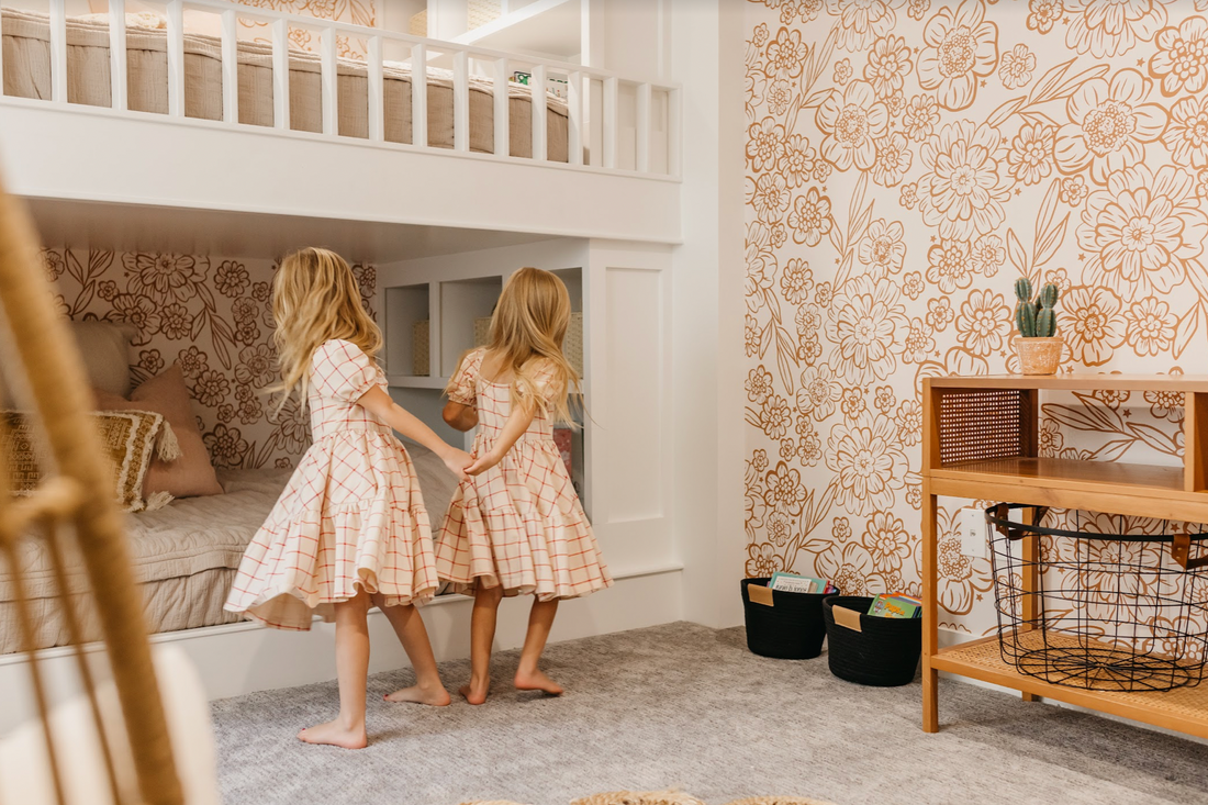 June Floral Wallpaper in Cream and Terracotta Bohemian Style