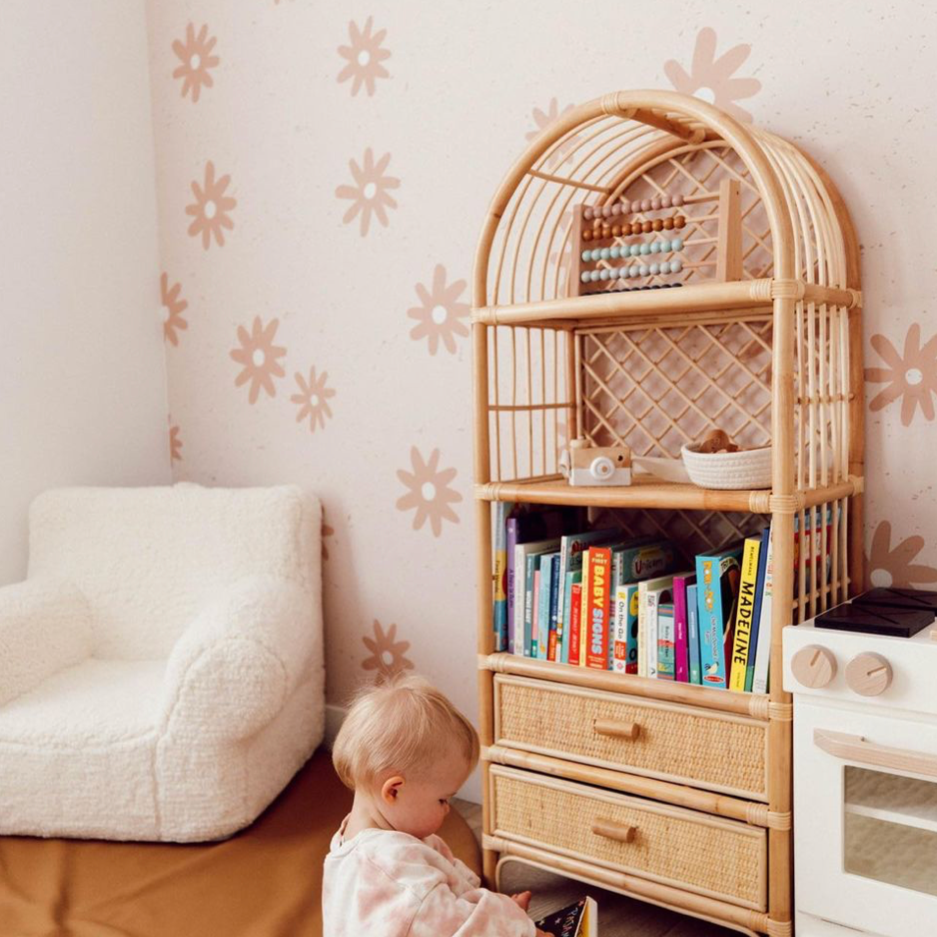 Avery Floral Peel and Stick Wallpaper in Beige and Dusty-Rose