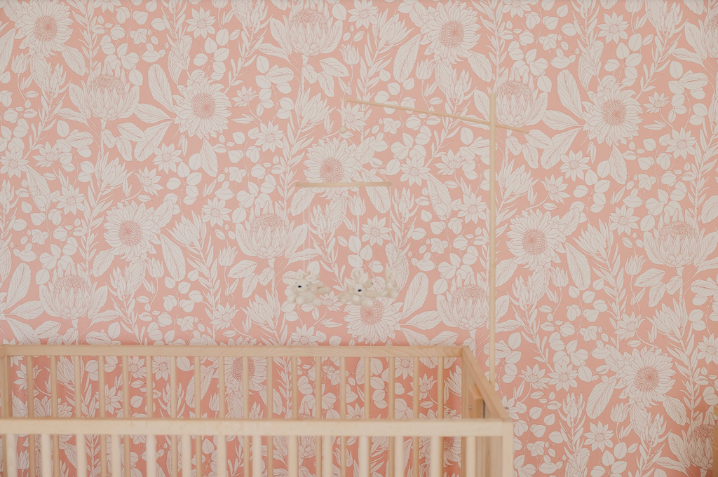 Polly Floral Removable Wallpaper in Peach and Cream