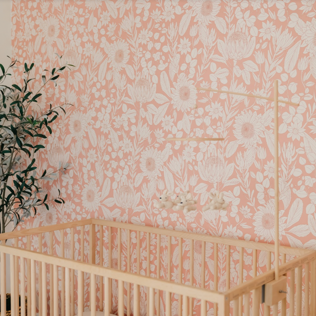 Polly Floral Removable Wallpaper in Peach and Cream
