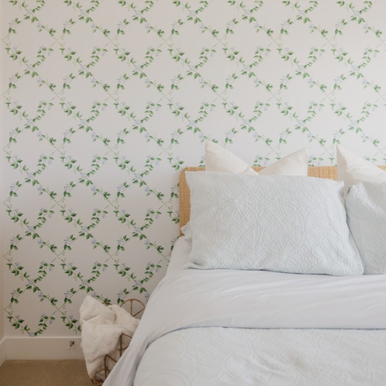 Edna Geometric Removable Wallpaper in White, Green and Light-Blue
