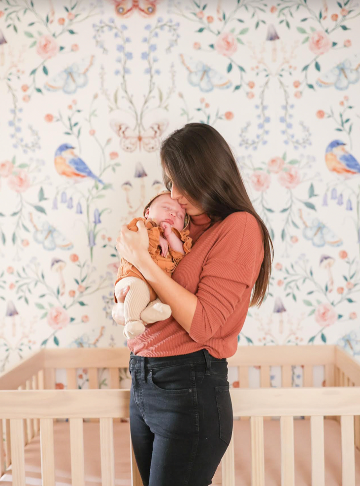 Hollis Botanical Floral Removable Wallpaper in White, Blue & Pink