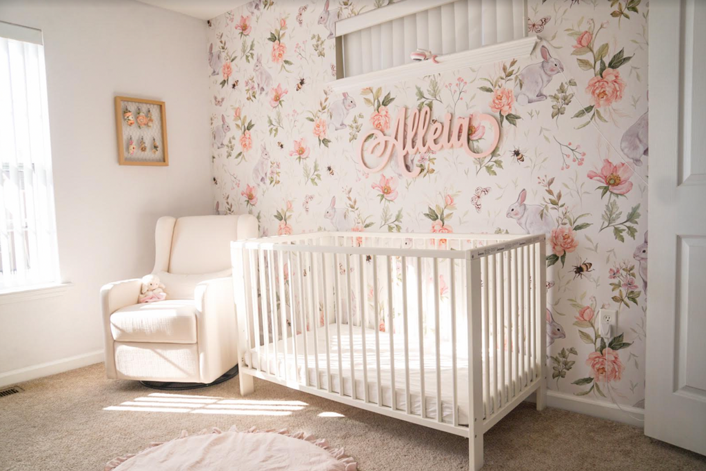 Posey Floral Removable Wallpaper in Cream, Blush-Pink & Sage-Green
