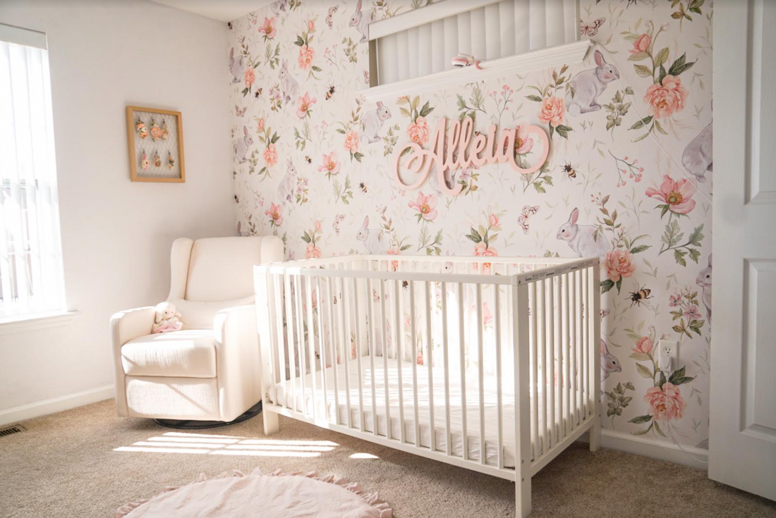 Posey Floral Removable Wallpaper in Cream, Blush-Pink & Sage-Green