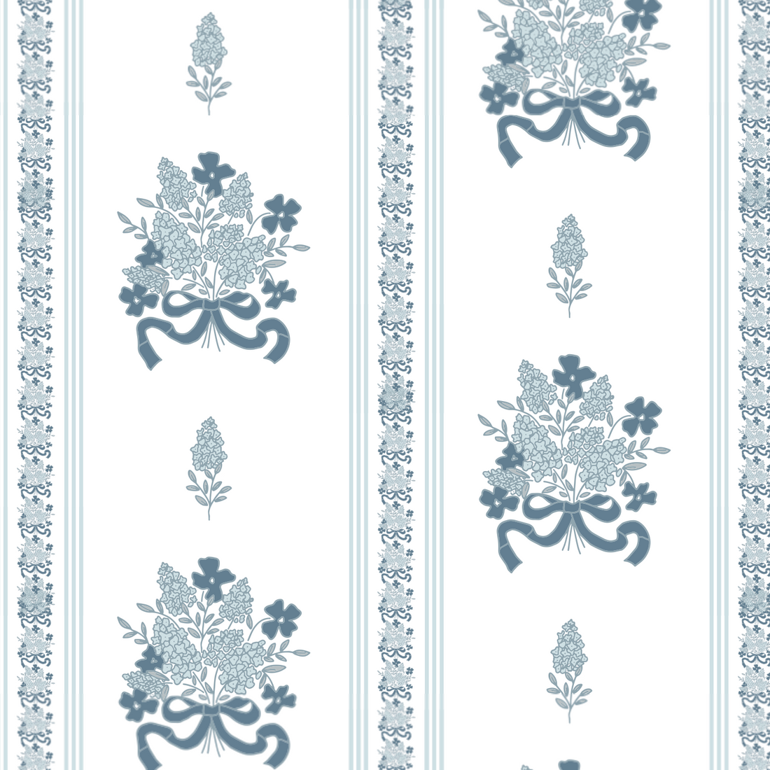 Elodie Floral Removable Wallpaper in White, Blue, and Pink