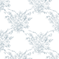 Georgia Floral Removable Wallpaper in White and Blue-Grey