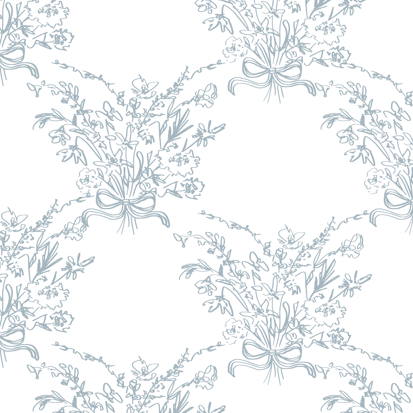 Georgia Floral Removable Wallpaper in White and Blue-Grey