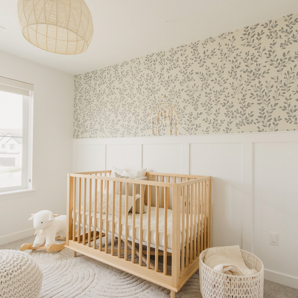 Briar wallpaper pattern by Mariah Rose featuring a botanical design on a feature wall.
