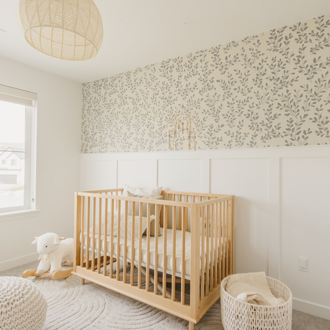 Briar wallpaper pattern by Mariah Rose featuring a botanical design on a feature wall.