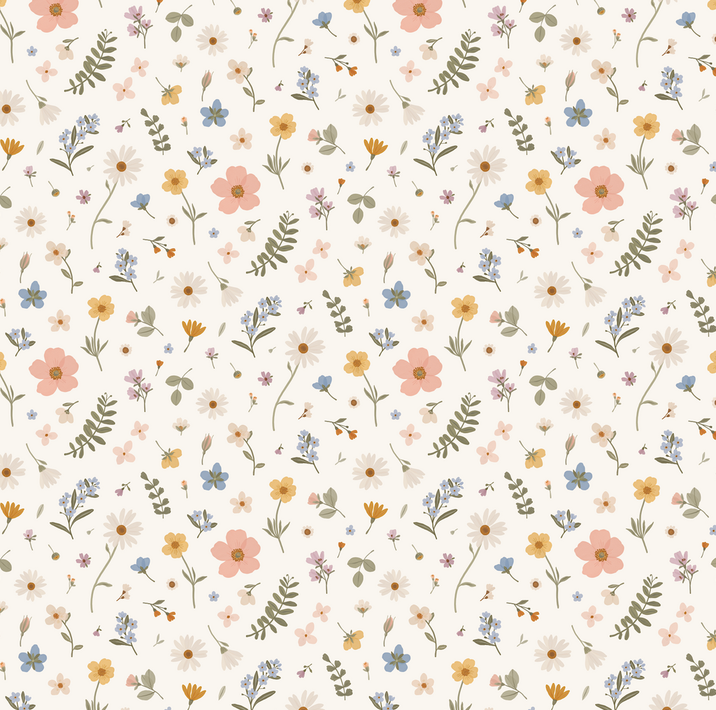 Jane Floral Removable Wallpaper in Sage, Peach and Mustard