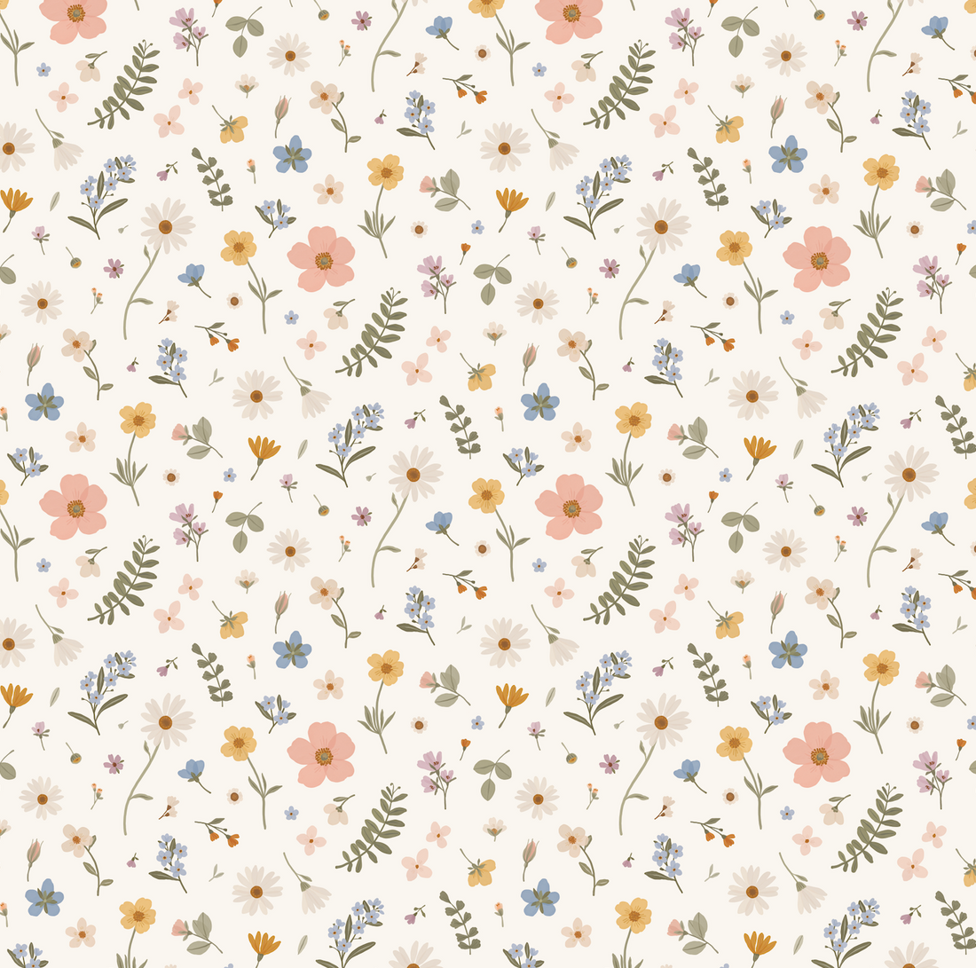 Jane Floral Removable Wallpaper in Sage, Peach and Mustard
