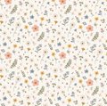 Jane Floral Removable Wallpaper in Sage, Peach and Mustard