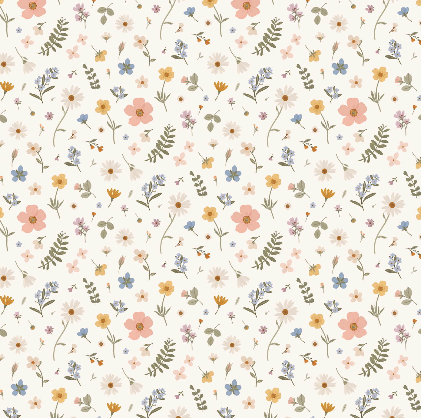 Jane Floral Removable Wallpaper in Sage, Peach and Mustard
