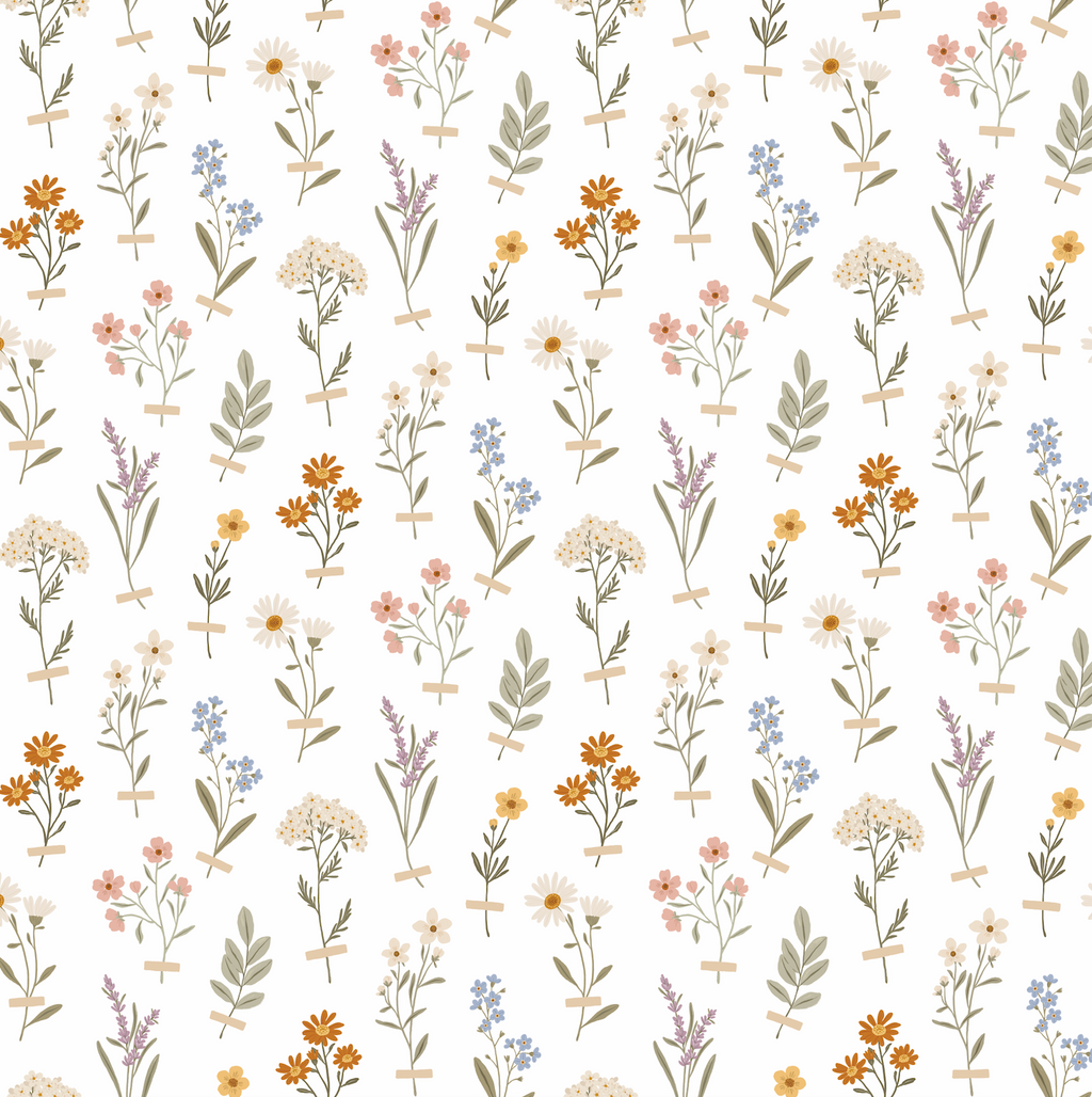 Laurence Floral Removable Wallpaper in Sage-Green and Terracotta