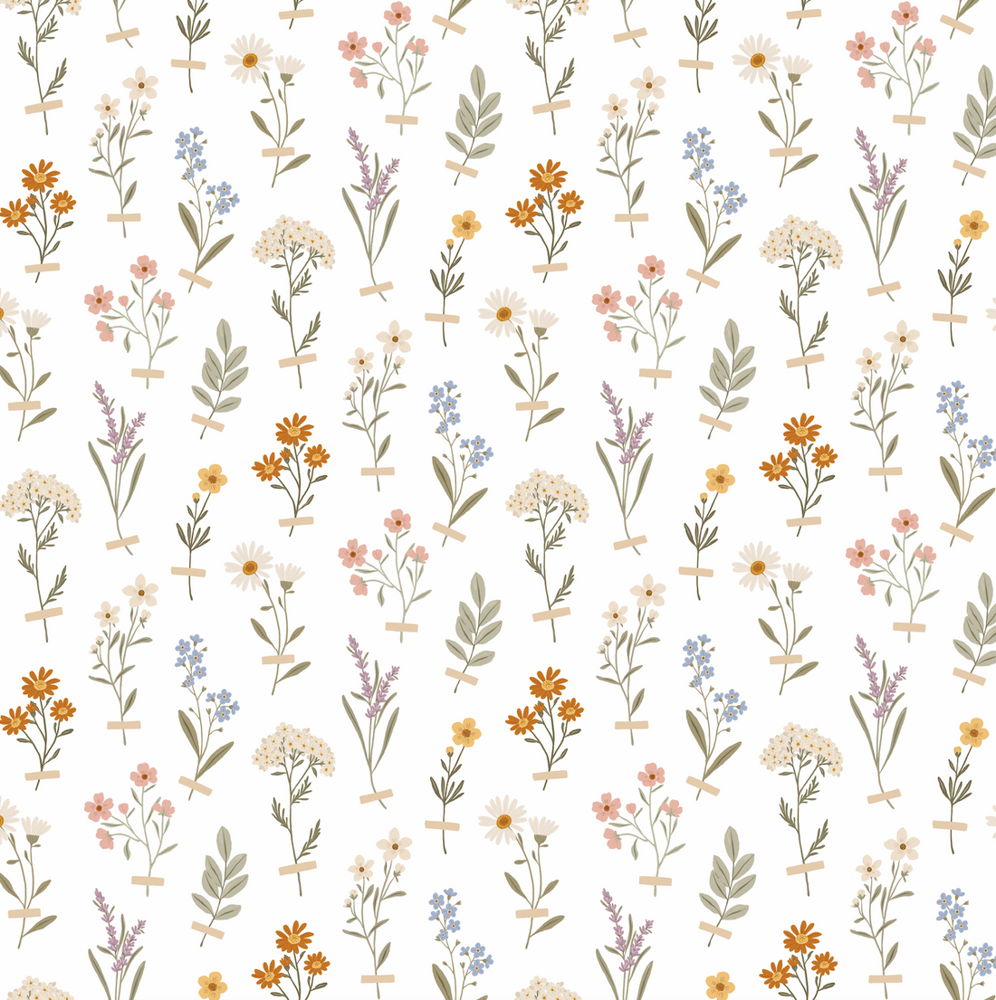 Laurence Floral Removable Wallpaper in Sage-Green and Terracotta