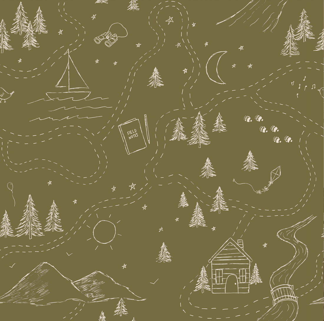 Michael Nature-Inspired Removable Wallpaper in Beige and Olive-Green