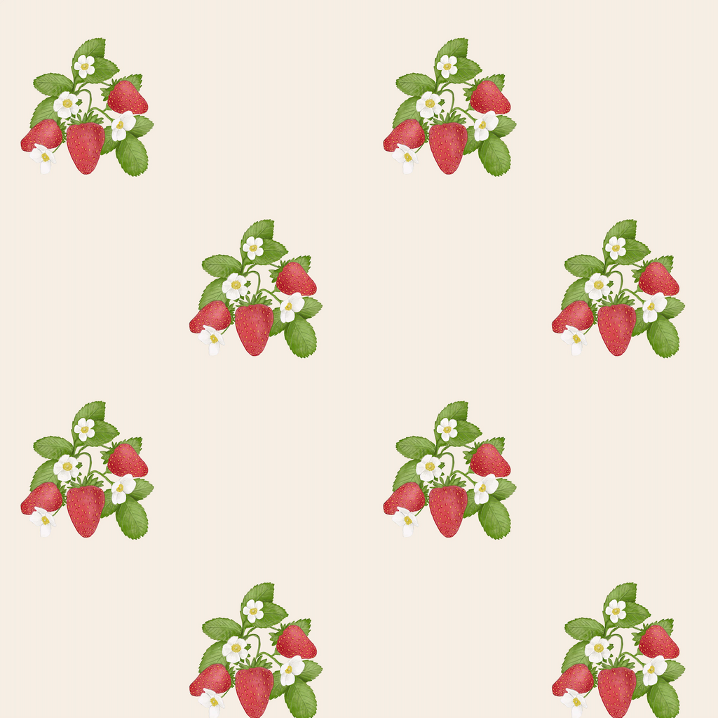 Gemma Floral Wallpaper in Cream, Red and Green Cottagecore Design