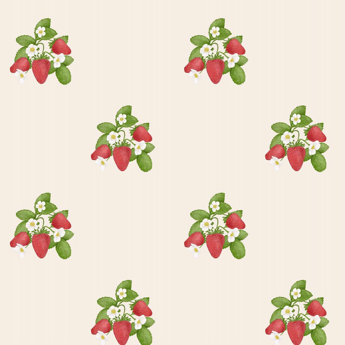 Gemma Floral Wallpaper in Cream, Red and Green Cottagecore Design