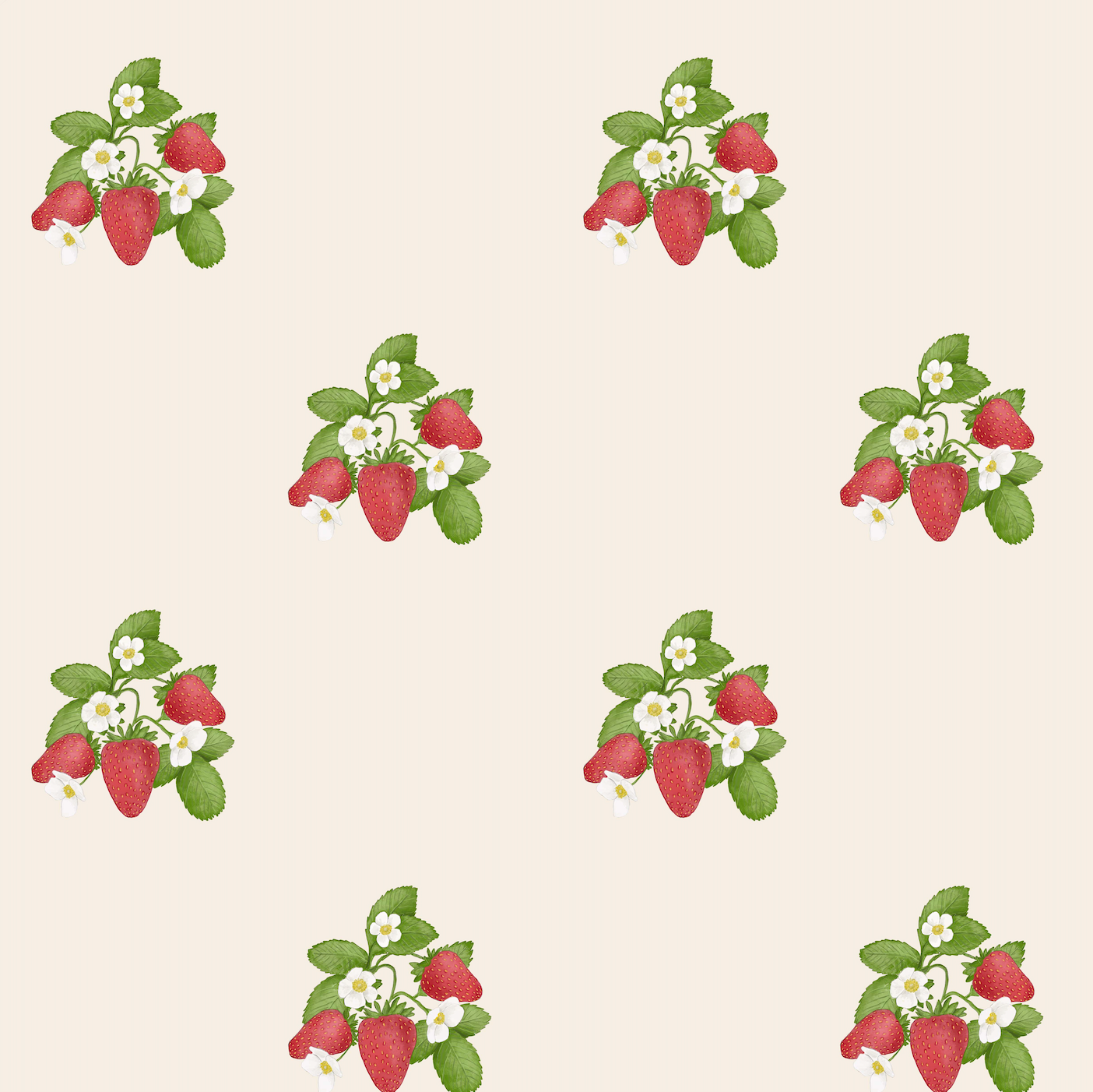 Gemma Floral Wallpaper in Cream, Red and Green Cottagecore Design
