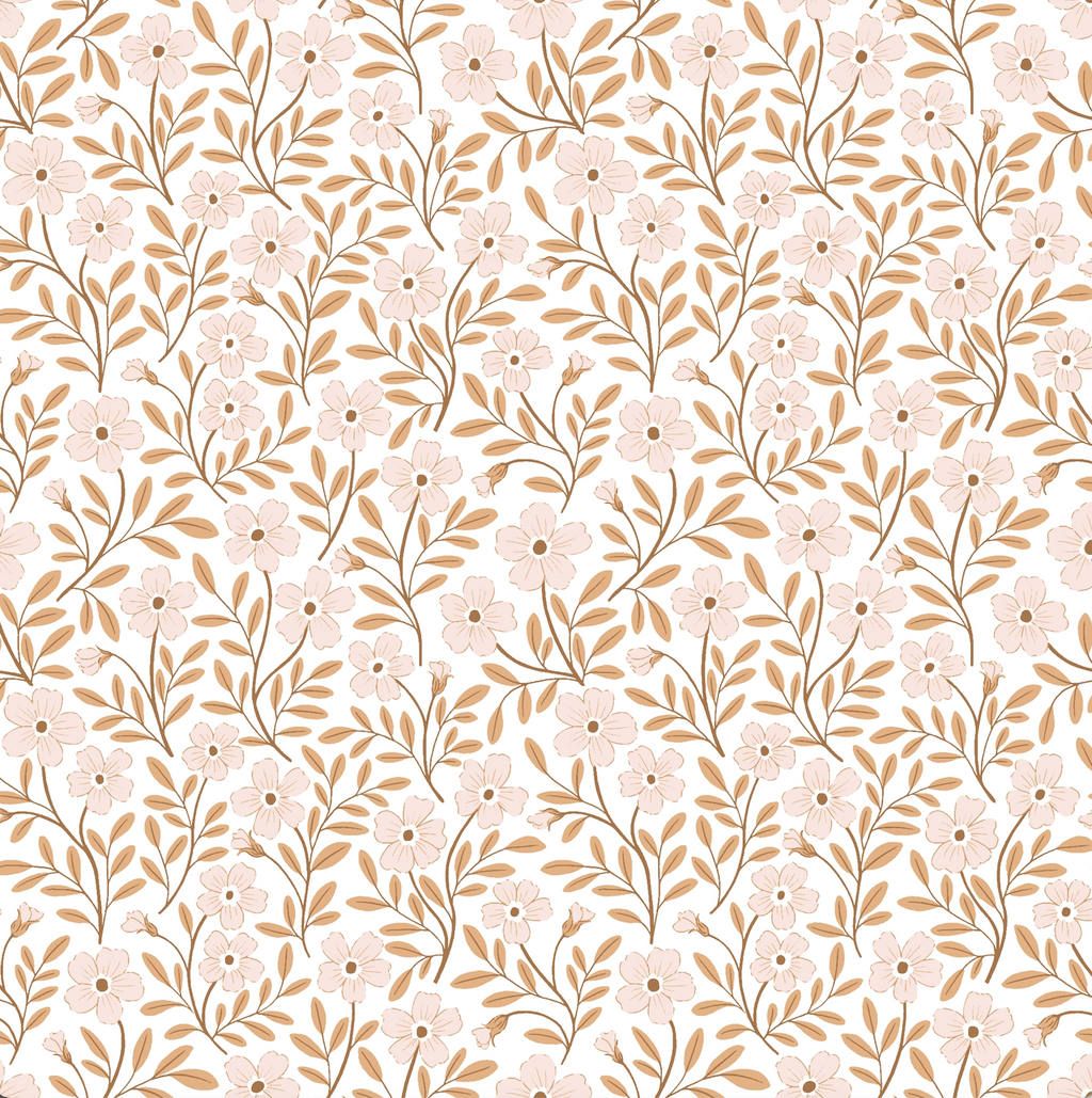 Penny Floral Removable Wallpaper in Grey, White, Sage-Green, Brown