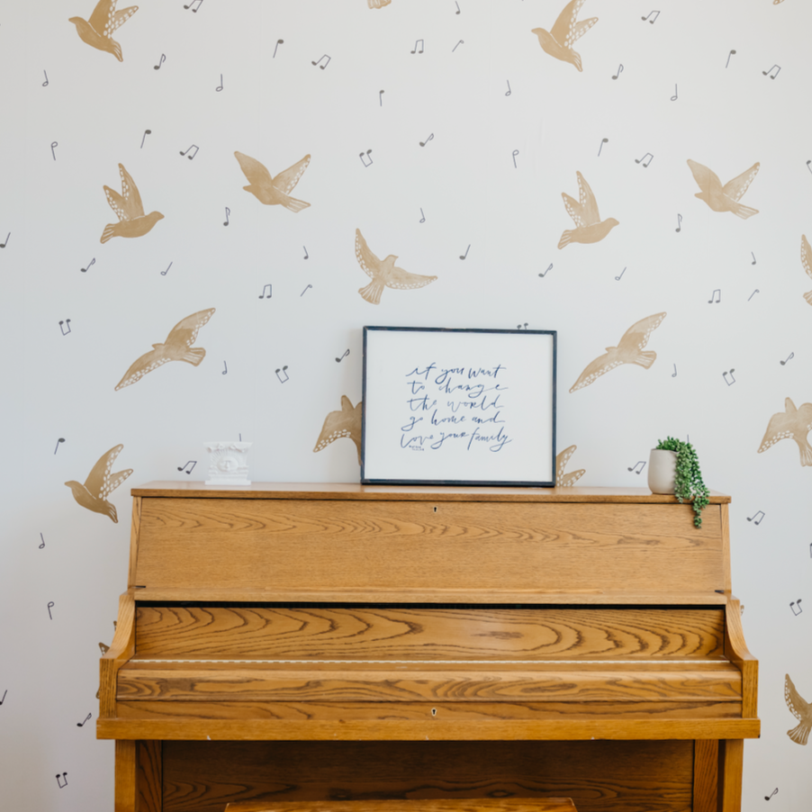 Lyra Removable Wallpaper in Cream and Gold