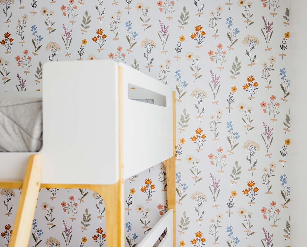 Laurence Floral Removable Wallpaper in Sage-Green and Terracotta