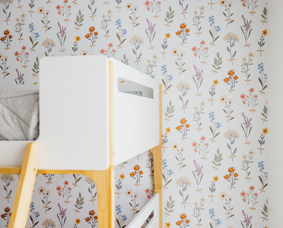 Laurence Floral Removable Wallpaper in Sage-Green and Terracotta