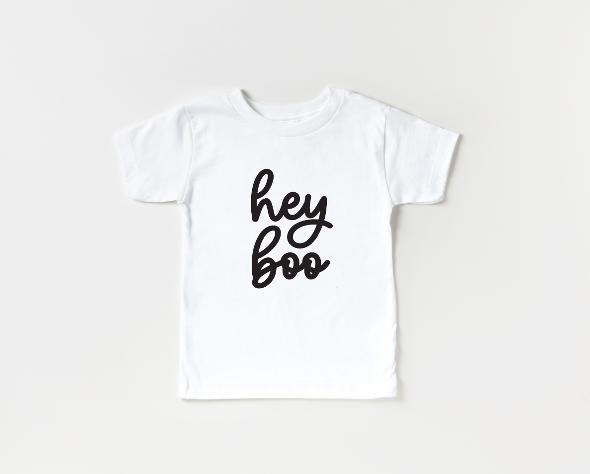 Hey Boo Unisex Minimalist Crew Neck Tee - back view