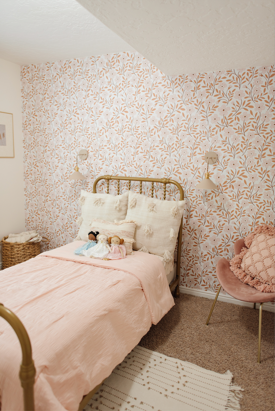 Penny Floral Removable Wallpaper in Grey, White, Sage-Green, Brown