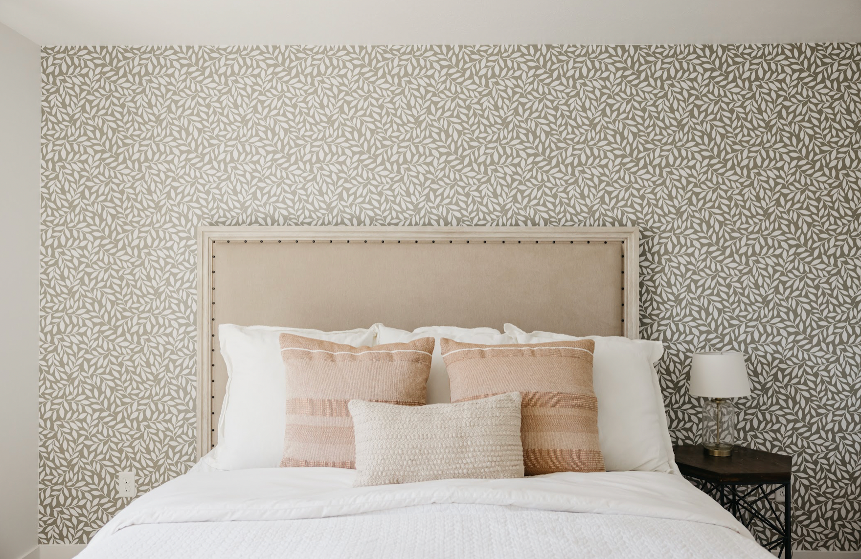 Harlow Floral Removable Wallpaper in Beige and White