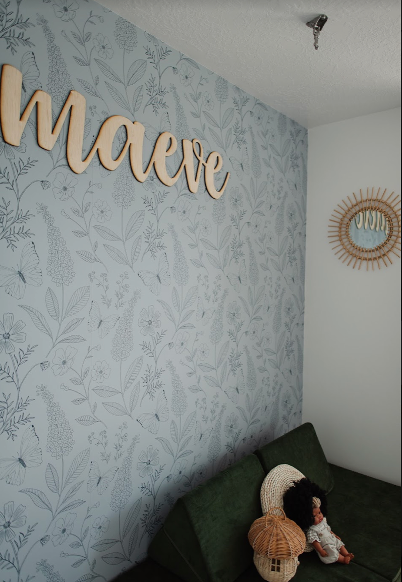 Ashlyn Floral Removable Wallpaper in Blue and Pink