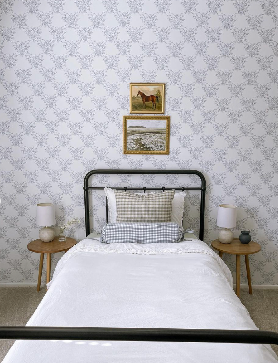 Georgia Floral Removable Wallpaper in White and Blue-Grey