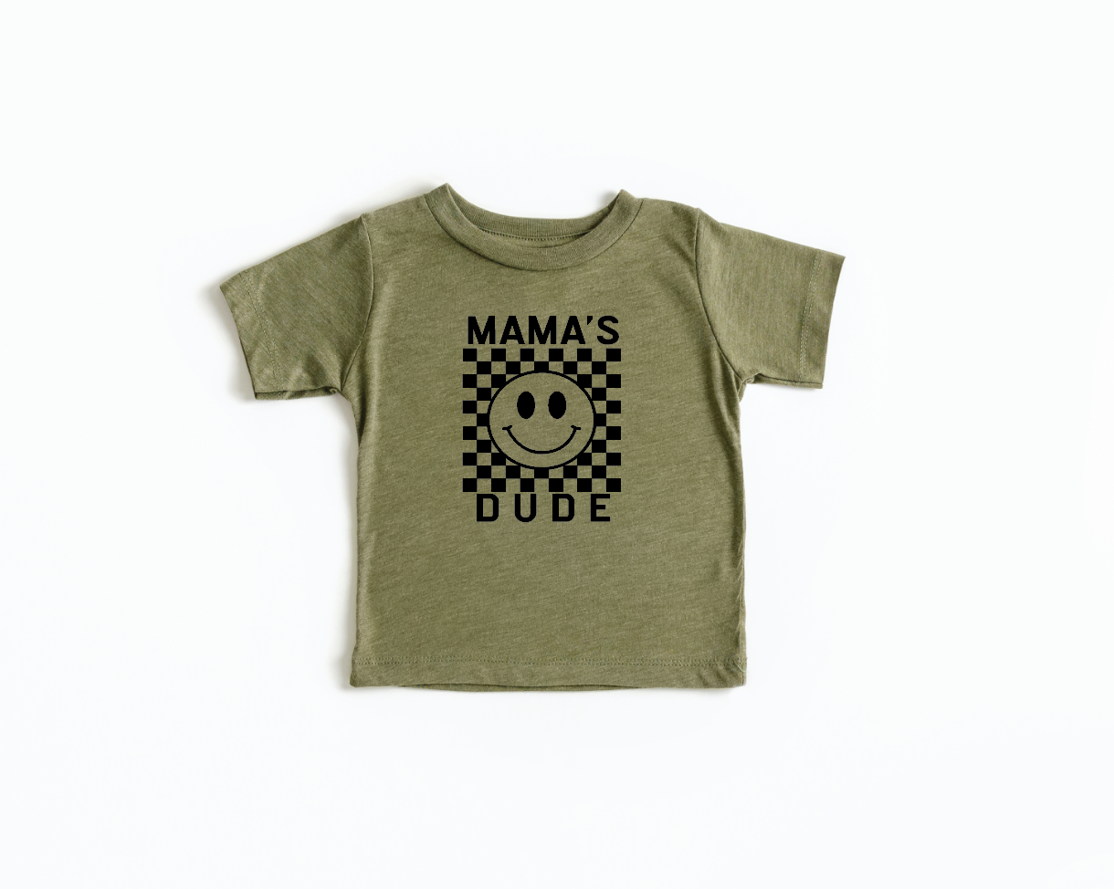 Mama's Dude Checkered Print Unisex Crew Neck Cotton Tee