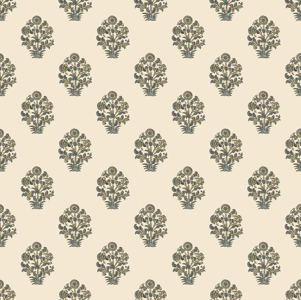 Anastasia Floral Wallpaper in Cream and Sage-Green
