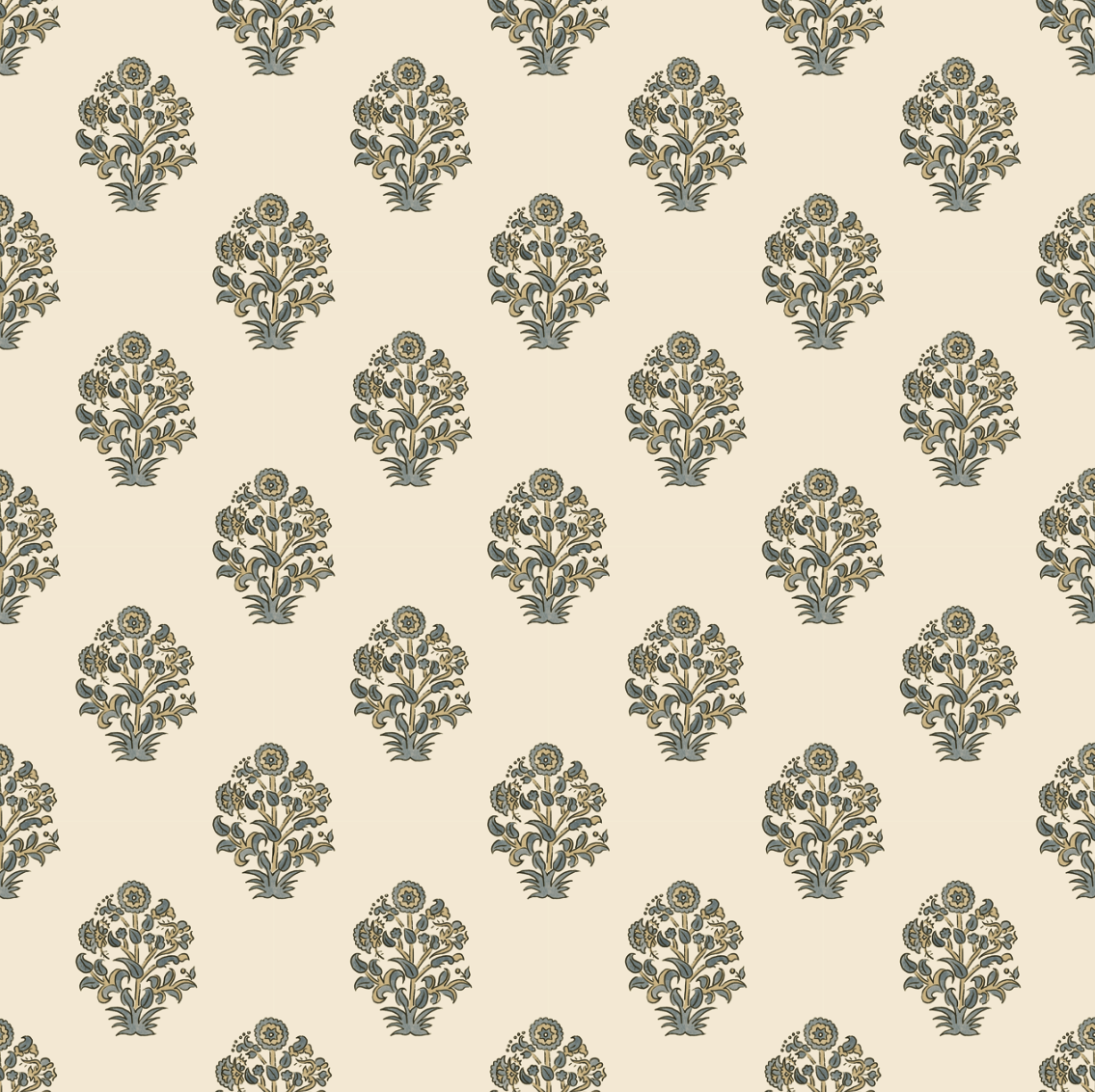 Anastasia Floral Wallpaper in Cream and Sage-Green