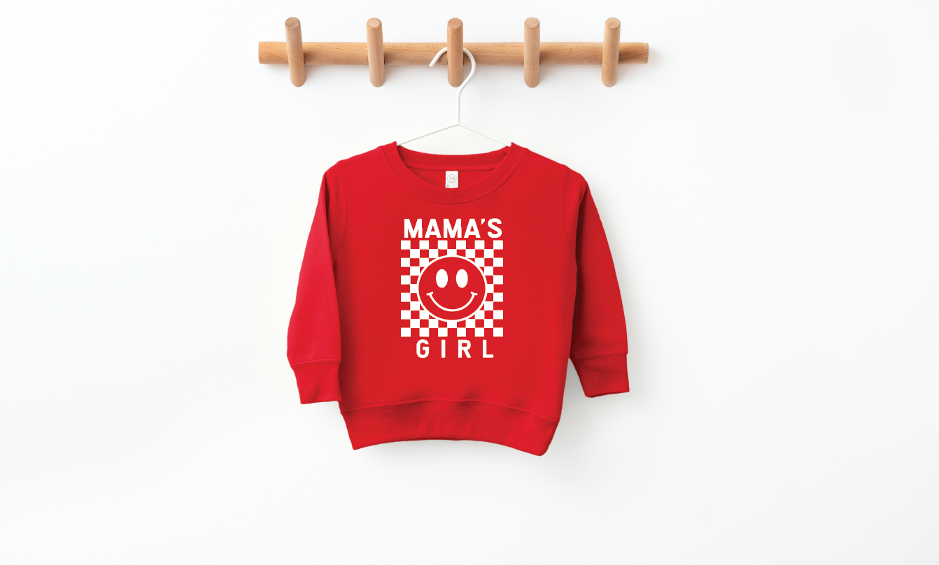 Mama's Girl Checkered Long Sleeve Toddler Pullover Shirt