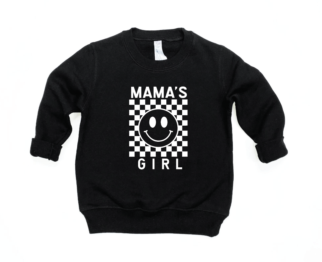 Mama's Girl Checkered Long Sleeve Toddler Pullover Shirt
