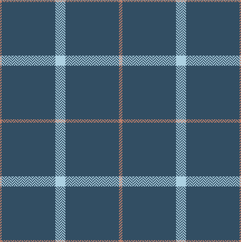 Griffin Plaid Wallpaper in Navy, Light-Blue, and Peach