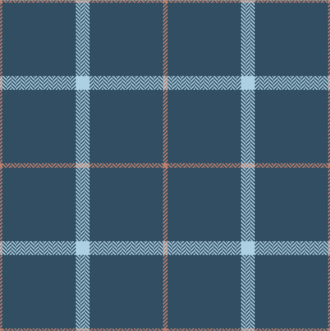 Griffin Plaid Wallpaper in Navy, Light-Blue, and Peach