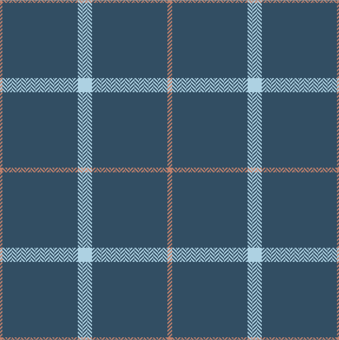 Griffin Plaid Wallpaper in Navy, Light-Blue, and Peach