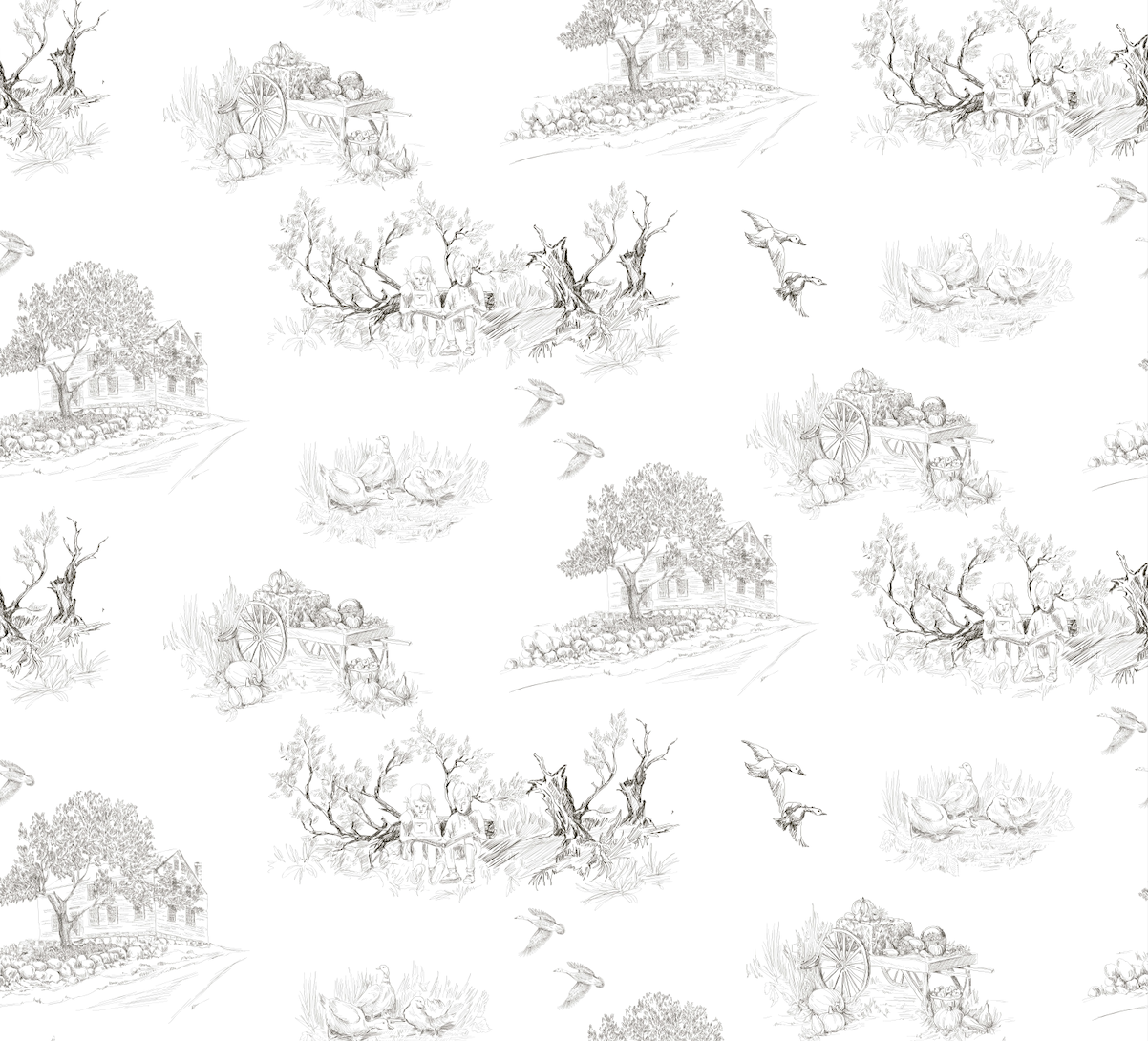 Ingalls Removable Wallpaper in White and Charcoal-Gray