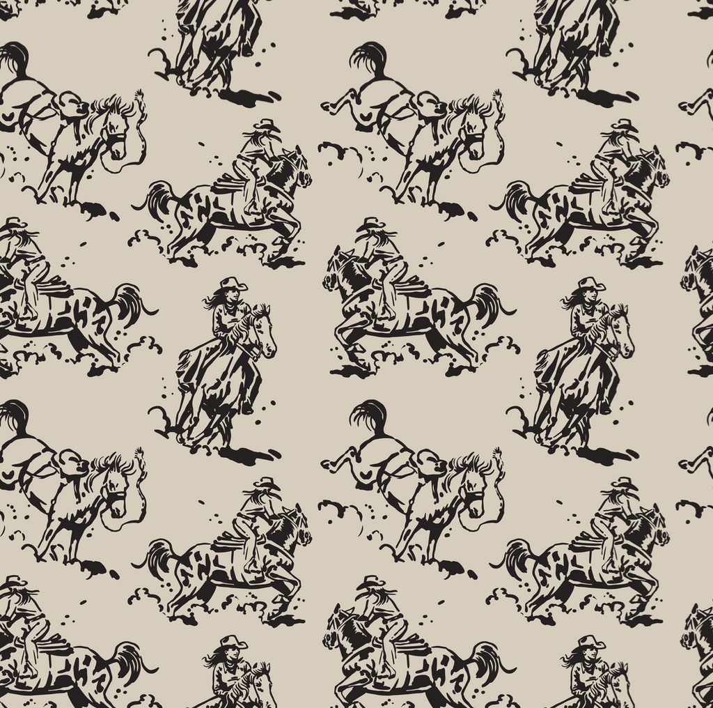 Billie Western Rustic Pattern Wallpaper in Beige and Black