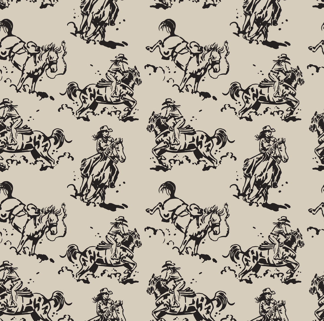 Billie Western Rustic Pattern Wallpaper in Beige and Black