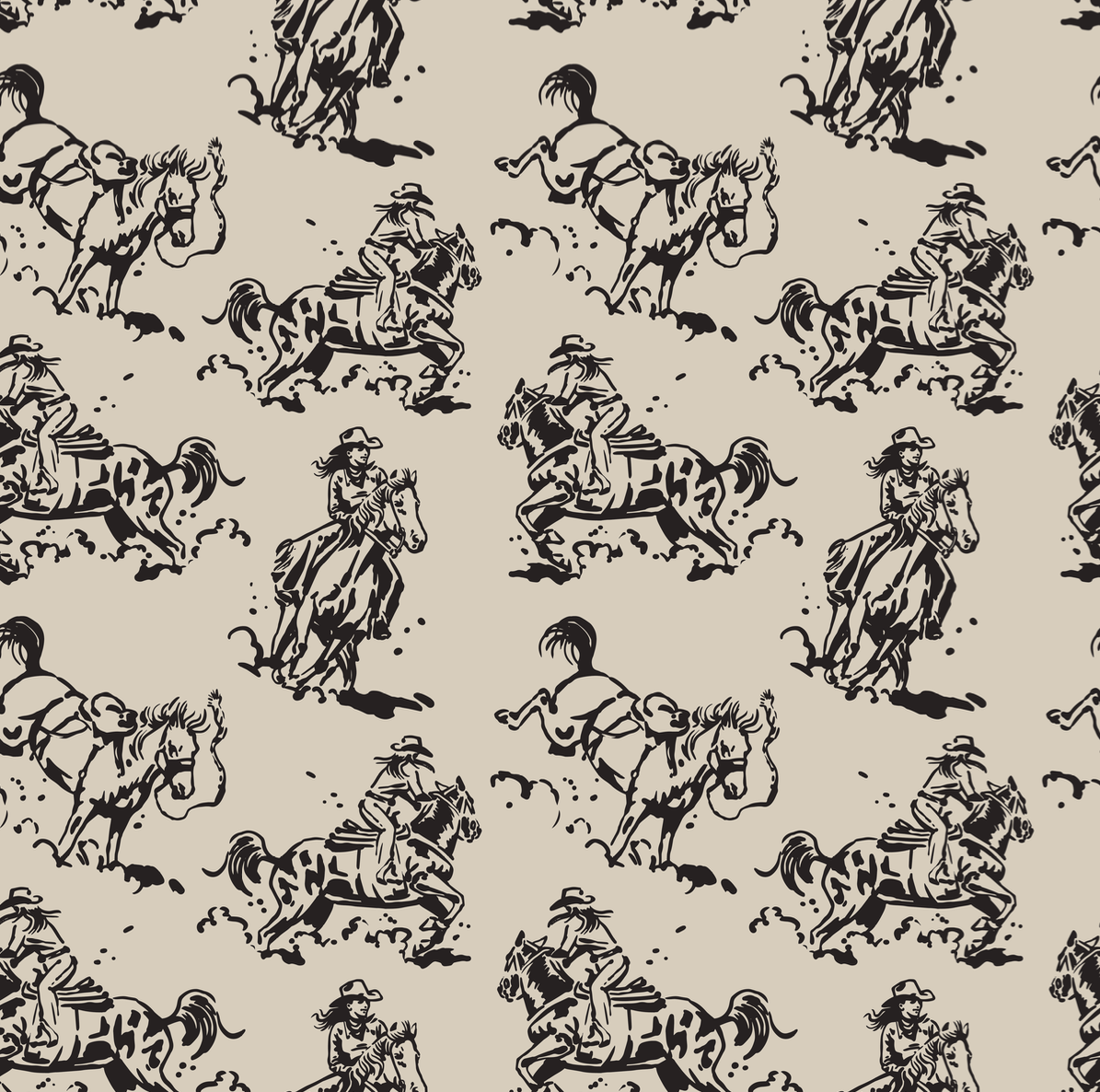 Billie Western Rustic Pattern Wallpaper in Beige and Black