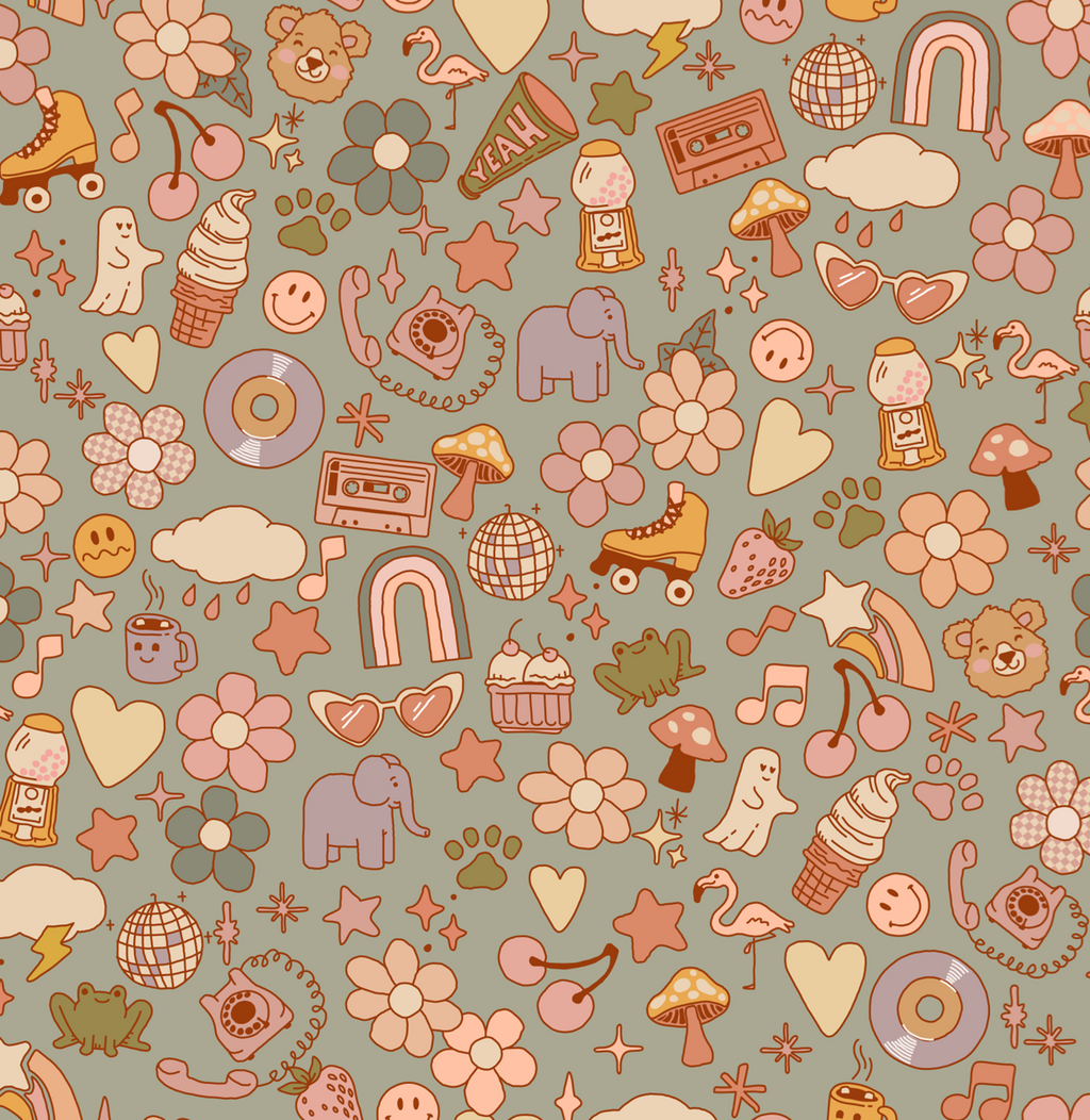 Lollie Abstract Wallpaper in Pink, Orange, and Grey
