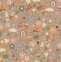 Lollie Abstract Wallpaper in Pink, Orange, and Grey